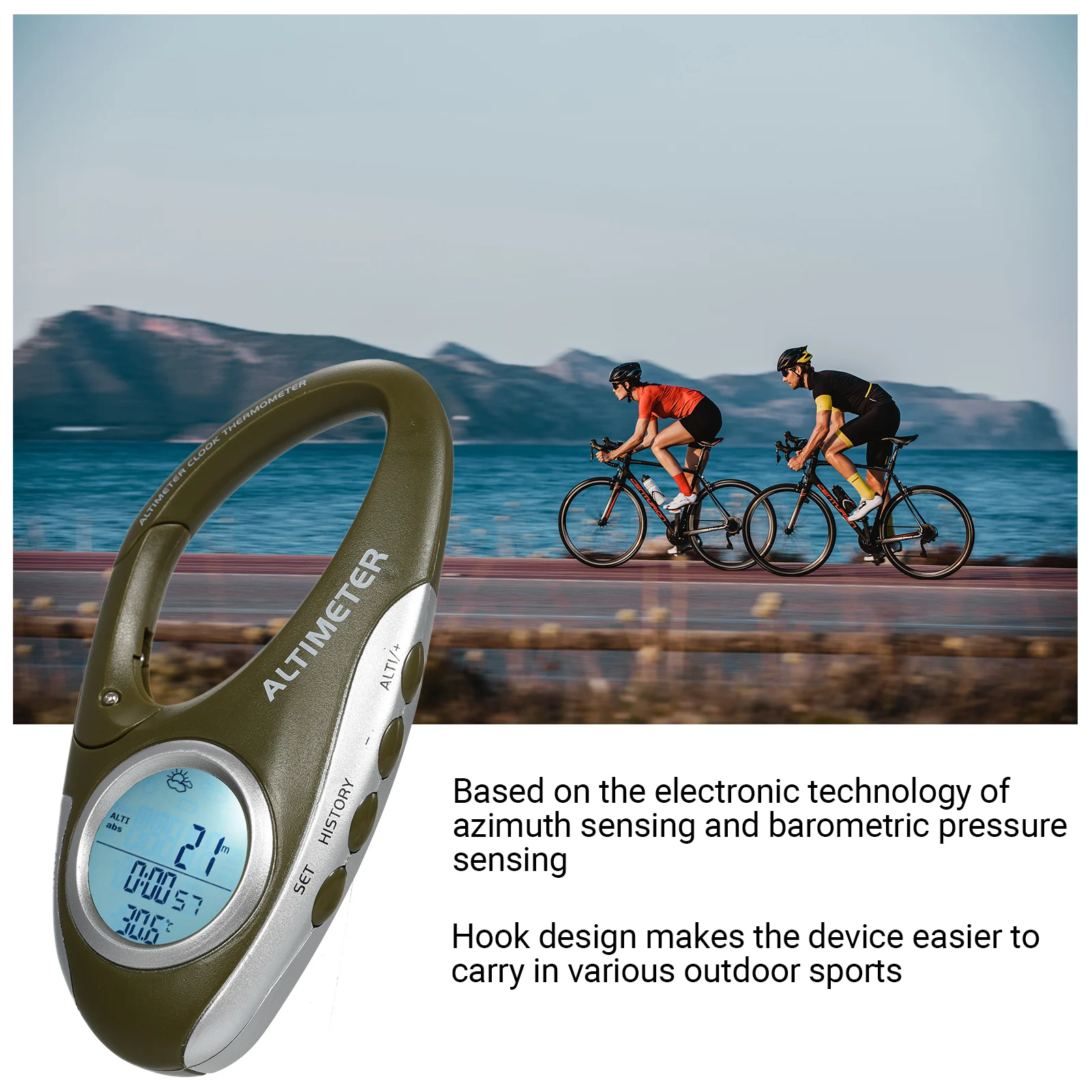 Barometer Altimeter Thermometer Digital Altitude Monitor Weather Forecast Pedometer Backlight Display
