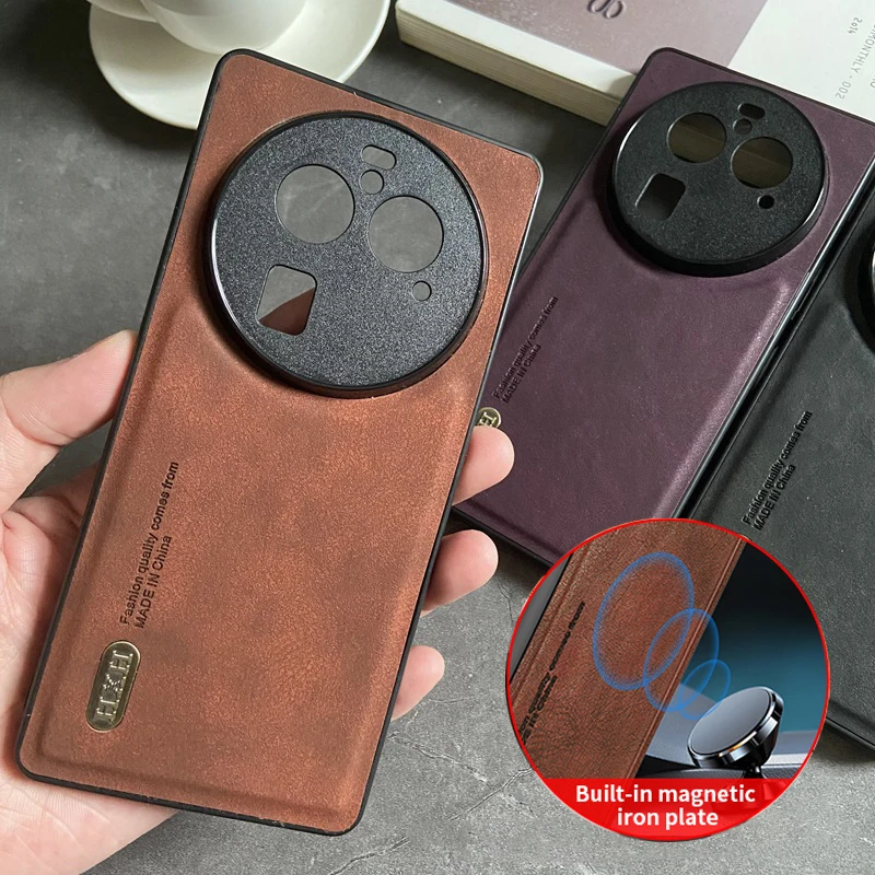 OPPO Find X6 Pro Realme GT5 11 Plus C53 Reno 10 8T 케이스용 마그네틱 가죽 무광 소프트 풀 카메라 보호 커버 쉘