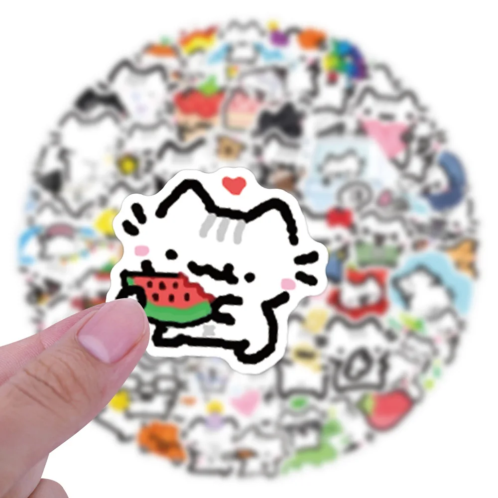 10/90PCS Cute Cat Stickers Line Kitten Cartoon Decals Animal Meme Decoration Laptop Guitar Car Bike Skateboard Graffiti Kids Toy