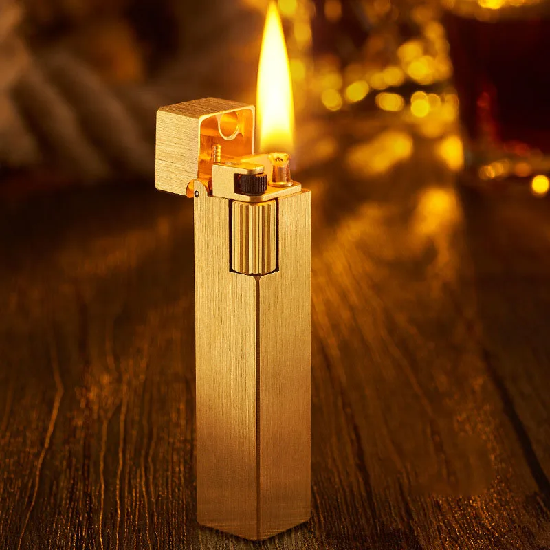 Creative Square Kerosene Lighter Pure Copper Retro Grinding Wheel Cigarette Lighter Personality Kerosene Lighter Mens Gift 6
