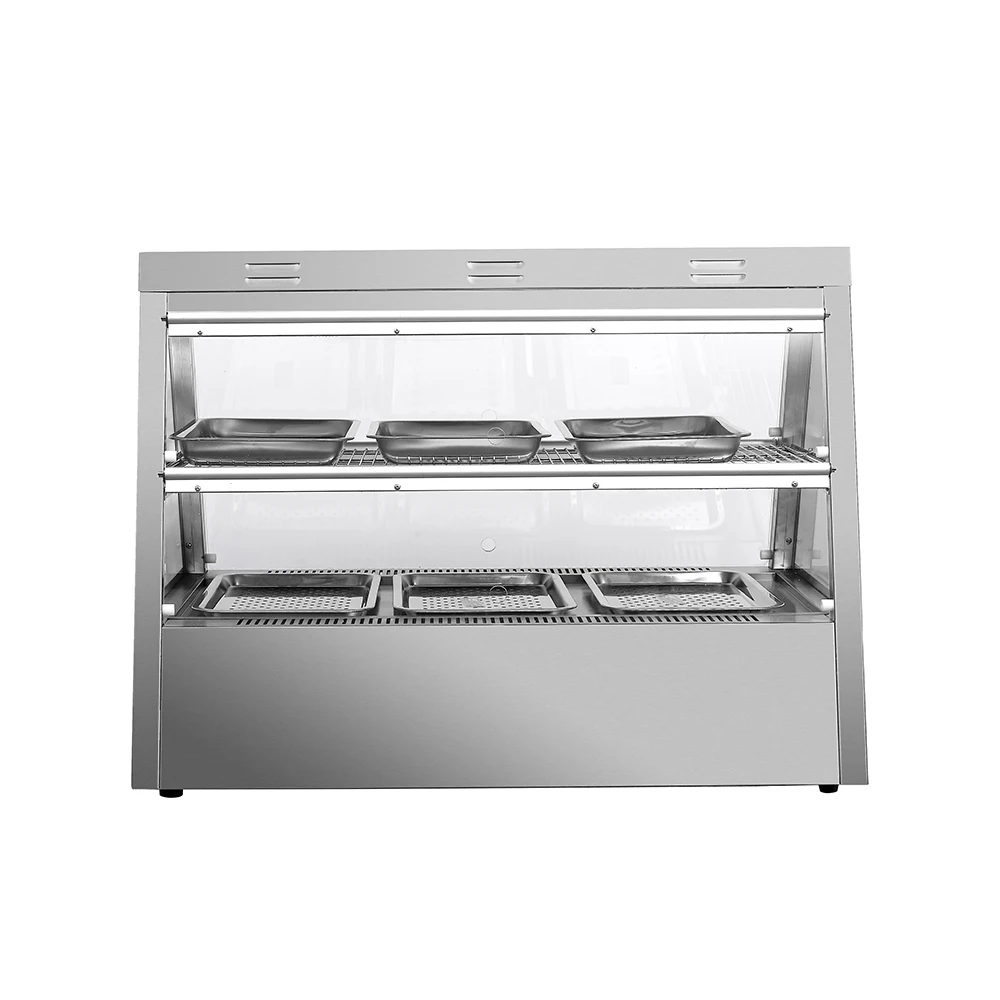 Double Layer Food Warmer Sliding Door Commercial et Food Warmer Stainless Steel Warming Showcase for Sale
