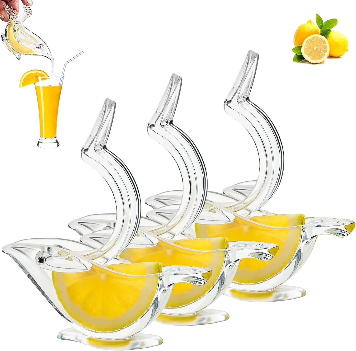 Compact Bird-Shaped Transparent Manual Citrus Juicer