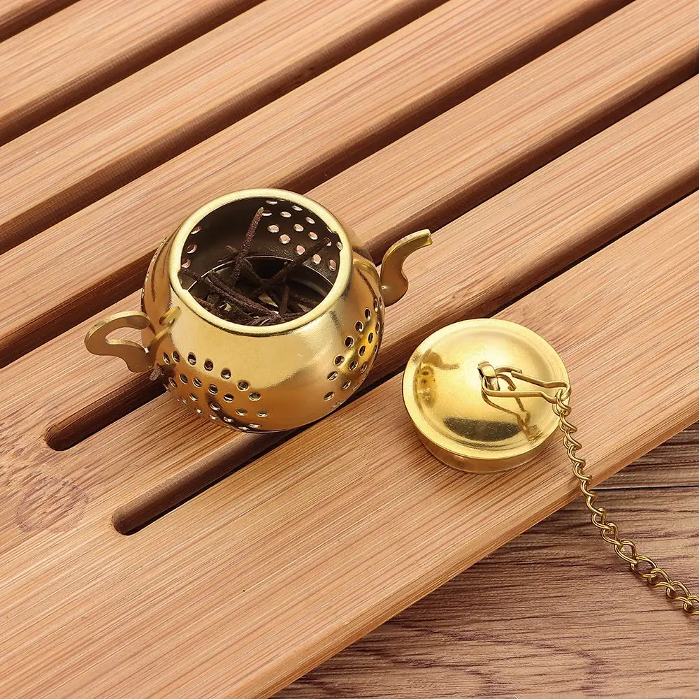 Teapot Shape Tea Strainer Stainless Steel Loose Tea Infuser with Chain Herbal Spice Filter Diffuser Kitchen Gadget Teaware