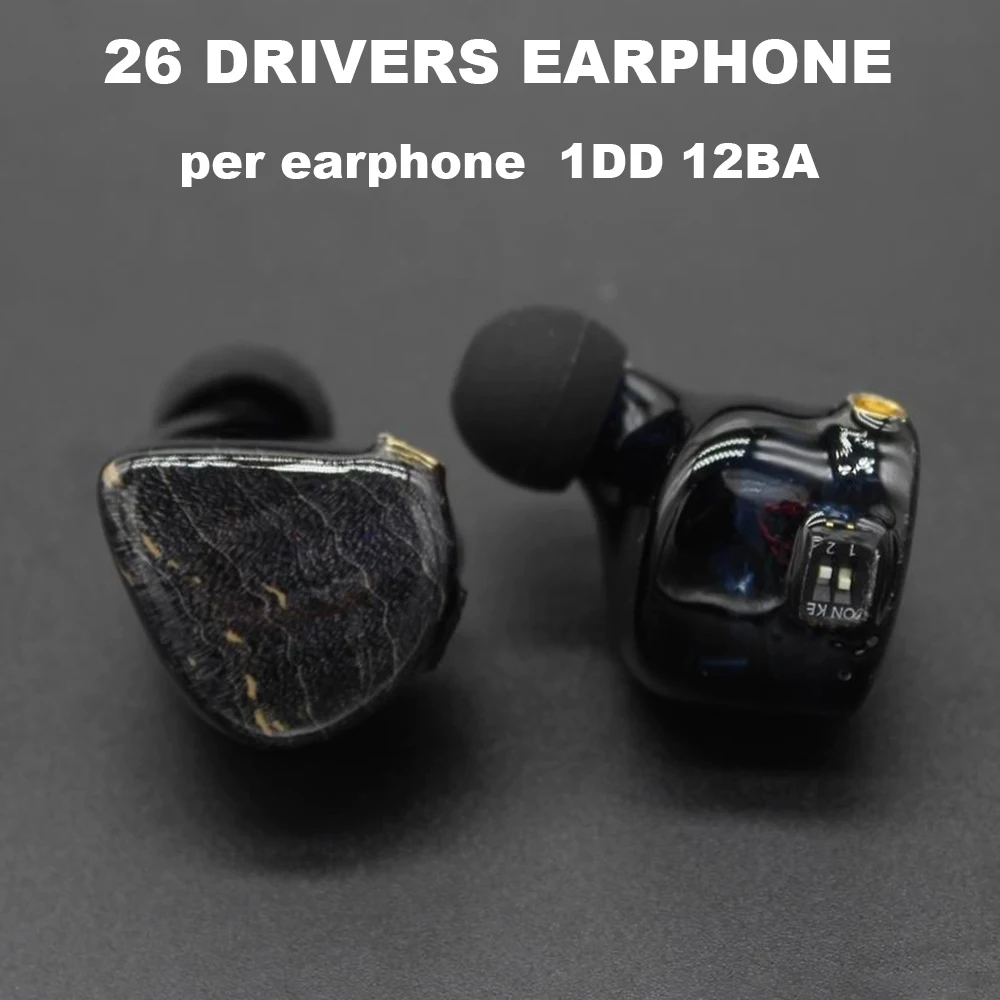 

26 Drivers HiFi Earphone IEM in-ear Monitor Earbuds 1DD 12BA Hybrid Technology Headphone MMCX Detachable Cable Ear Buds Earplugs