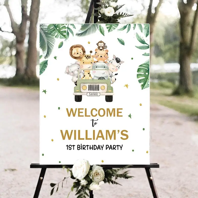 52cm personal isierte Willkommen brett benutzer definierte Baby party Geburtstag Willkommen schild Schaum brett Safari Geburtstags feier Dekorationen – Detail 1