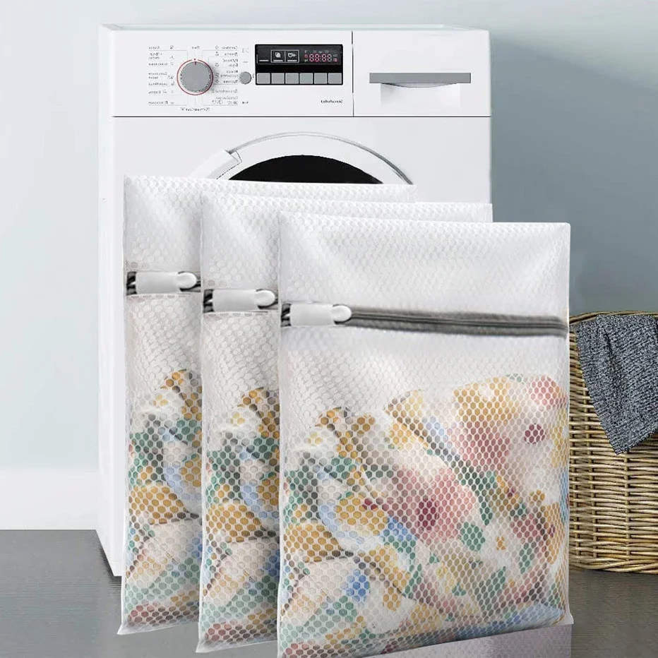 Honeycomb Grid Laundry Bag Shoe Washing Bag Lingerie Delicate Clothing Dirty Laundry Basket Clothes Organizer Mesh Fabric Home 2