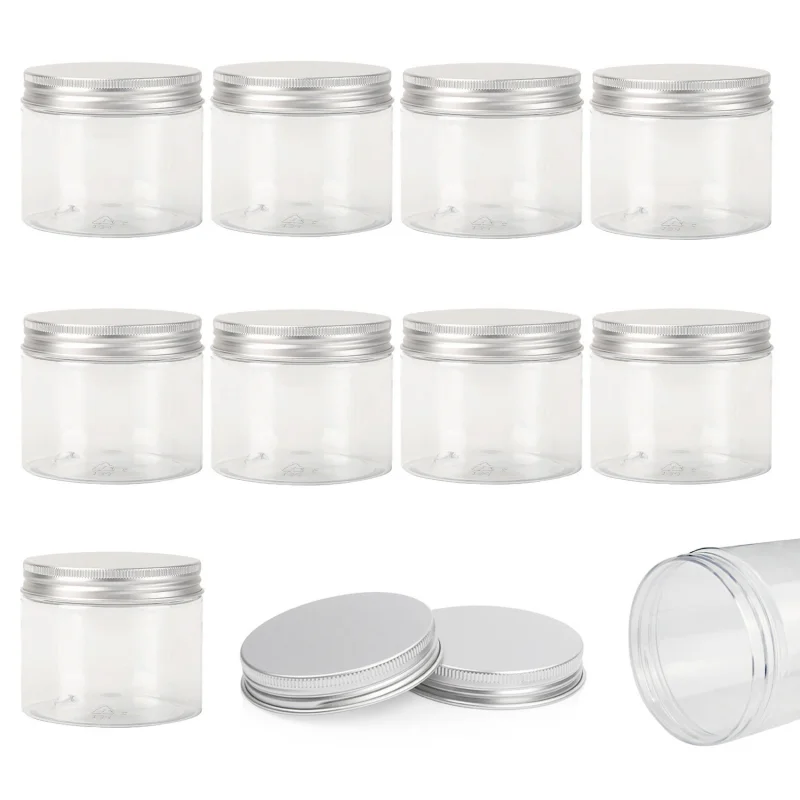 PET Plastic Jar 5pcs 20ml-250ml with Aluminum Lids for Cosmetic Storage storage jar plastic storage bottle