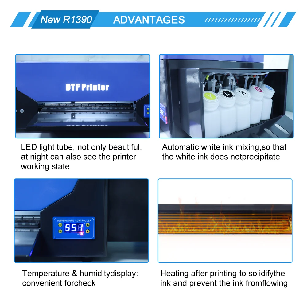 A3 DTF Printer DTF Transfer Printer For Epson R1390 Digital DTF Printer DTF Film  for Jeans Hoodies A3 t shirt Printing Machine