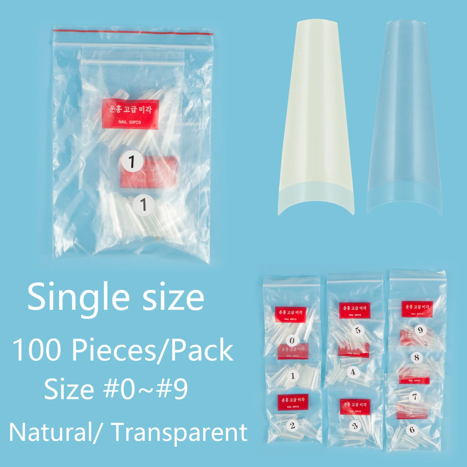 Long Ballerina Single Size 100 Pezzi Punte Per Unghie Finte Nail Recover Size 3 4 5 6 Unghie Finte Mezza Copertura Punte Per Unghie Unghie Artificiali