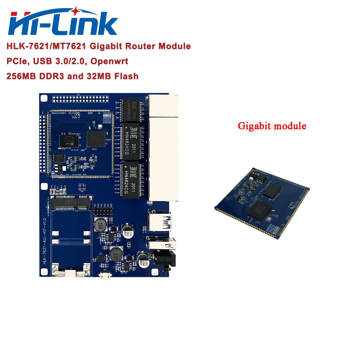 

Free Ship HLK-7621 5 WAN/LAN 10/100/1000Mbps Openwrt Gigabit Router Kit/Development Board MT7621A with USB3.0/2.0 SPI