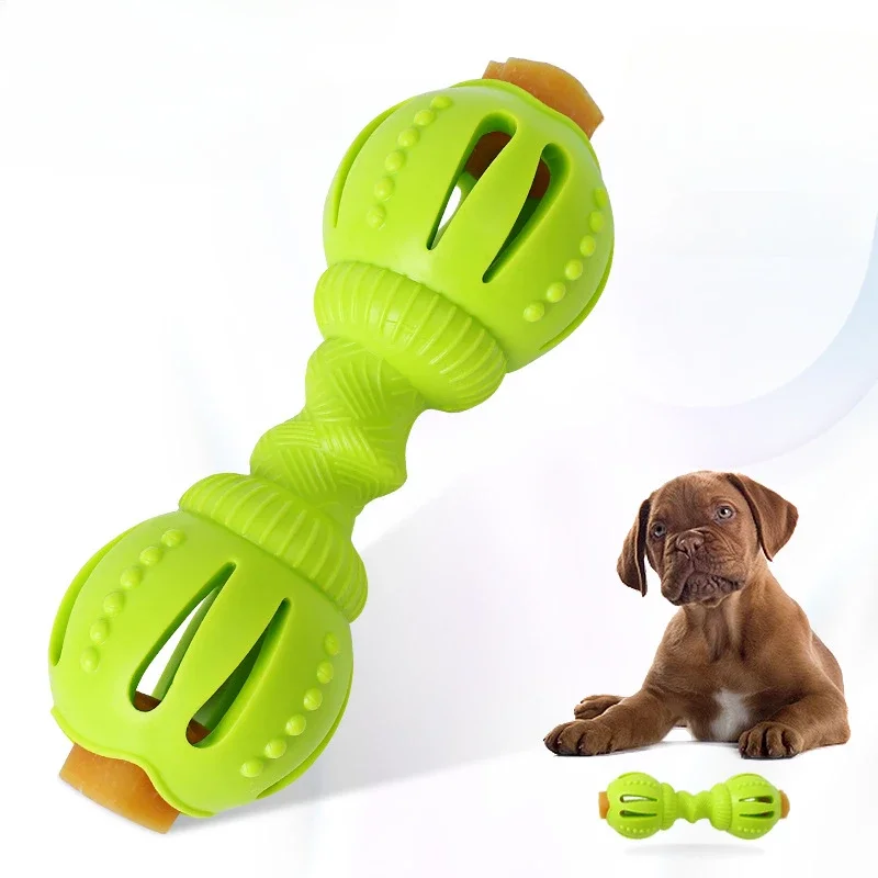 

Dog Slow Feeder Dumbbell Bite Resistant Dog Chew Toy For Aggressive Chewers Interactive Food Dispenser Feeder For Deep Clean