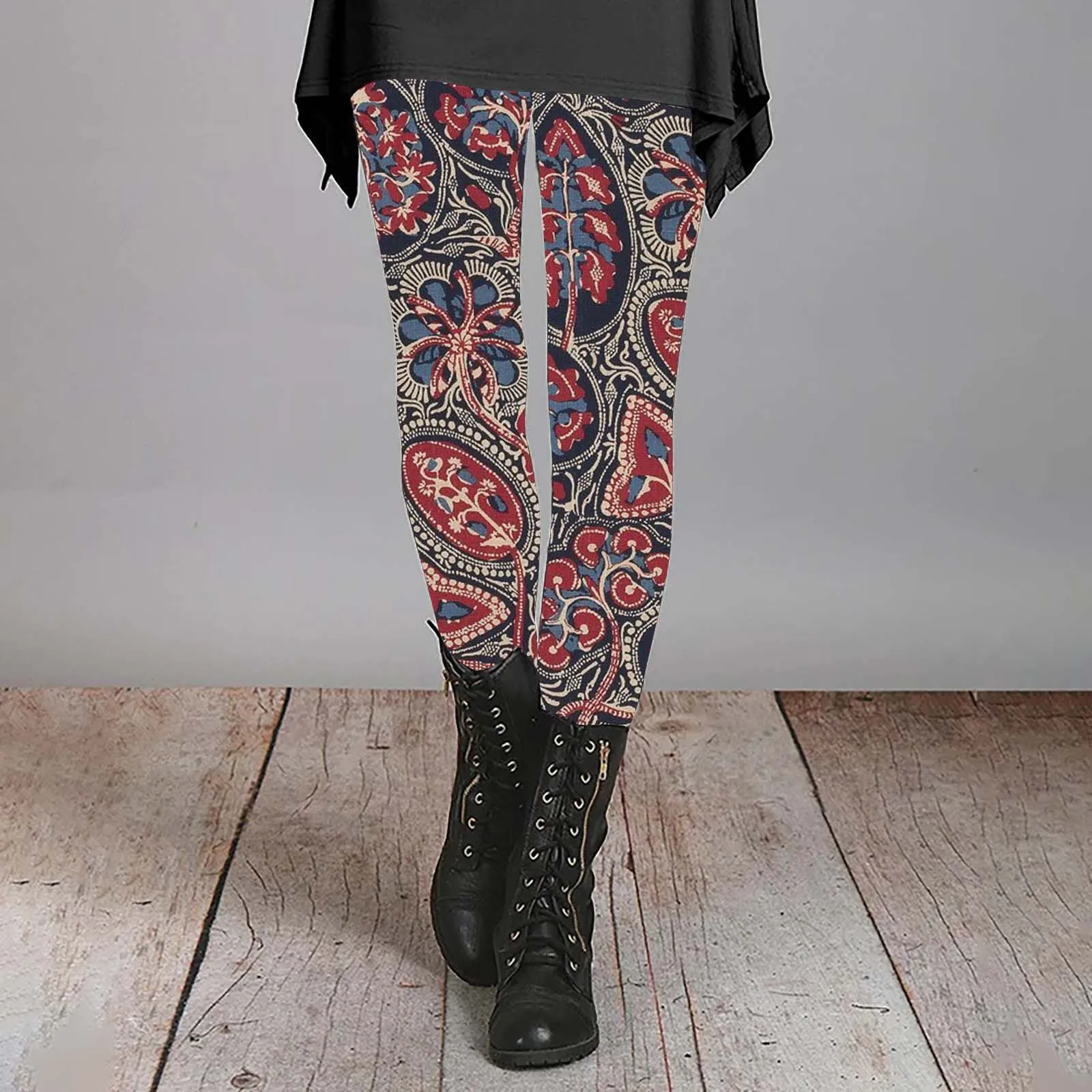 Women's Autumn And Winter Leggings Artistic Splash Printed Soft Stretchy Pants
