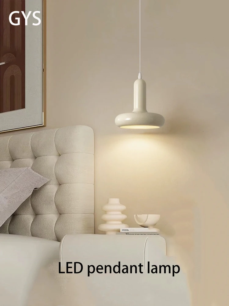 

Led Cream Style Bedside Small Chandelier Long Line Bedroom Pendant Lamp Creative Modern Simple Warm Romantic Home Decoration