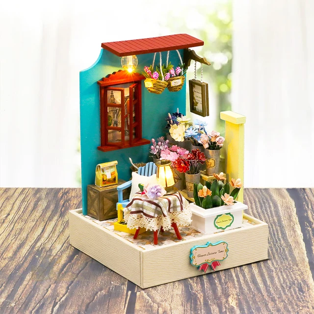 CUTEBEE DIY Mini Flower House Miniature Wooden Dollhouse Tiny Doll Houses Furniture Kit Decorate For Children Kid Birthday Gift 3