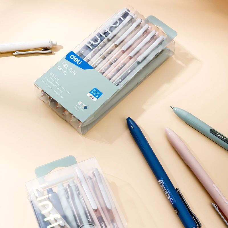 Deli 12pcs Ballpoint Pen Gel Pen Smooth Writing