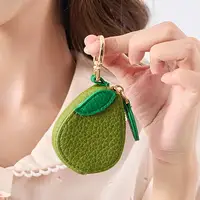 Cute Fruit Shape Leather Coin Purse Mini Zipper Earphone Bag Keychain Pendant Wallet for Women Girls Gift 3