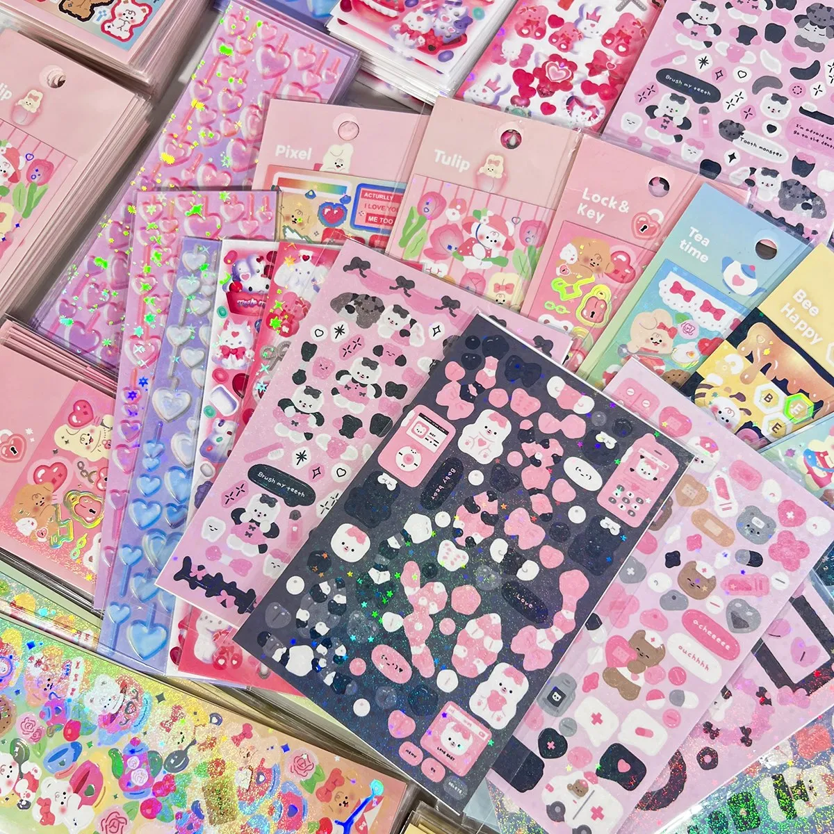 

Full Set Diy AgendaJournal Stickers Cute Bear Decorative Stickers Kawaii Kpop Idol Card Album Sticker Korean Stationery