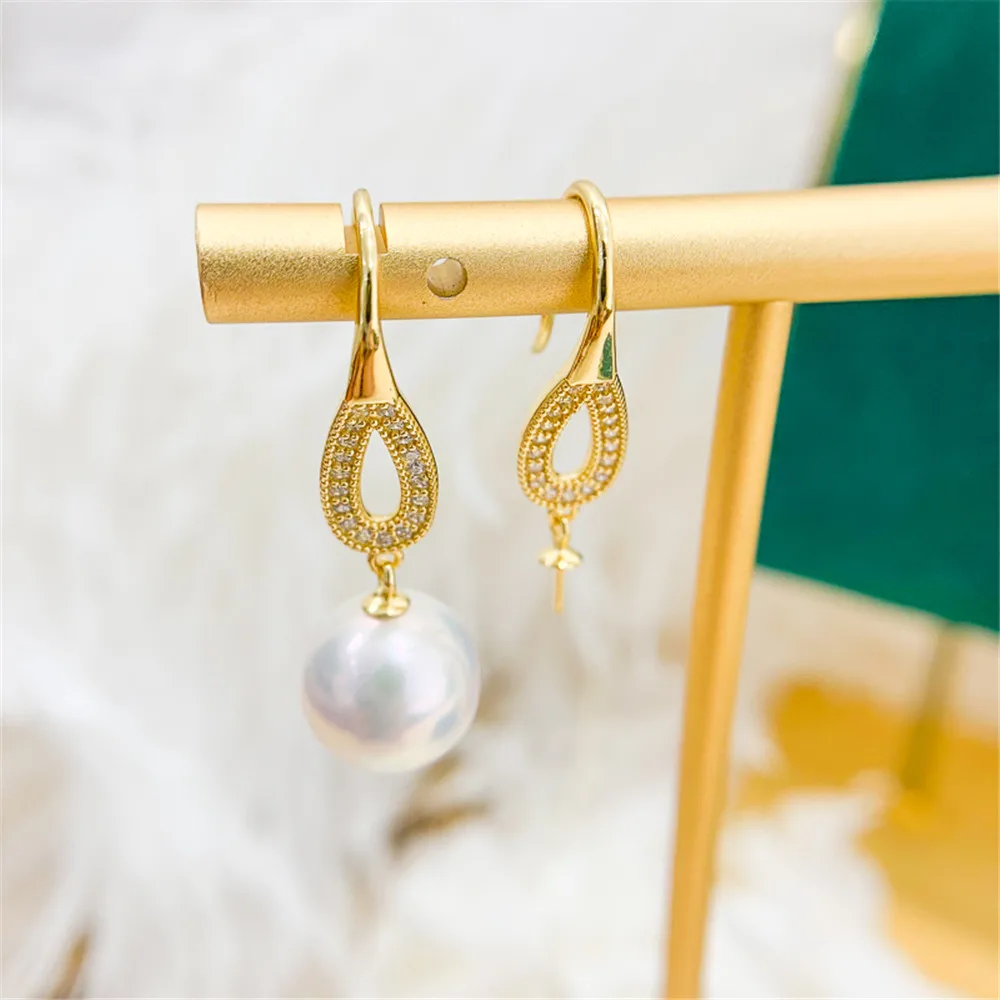 

DIY Pearl Earnail Accessories S925 Sterling Silver Jewelry Gold Earrings Women's Empty Fit 9-14mm Beads