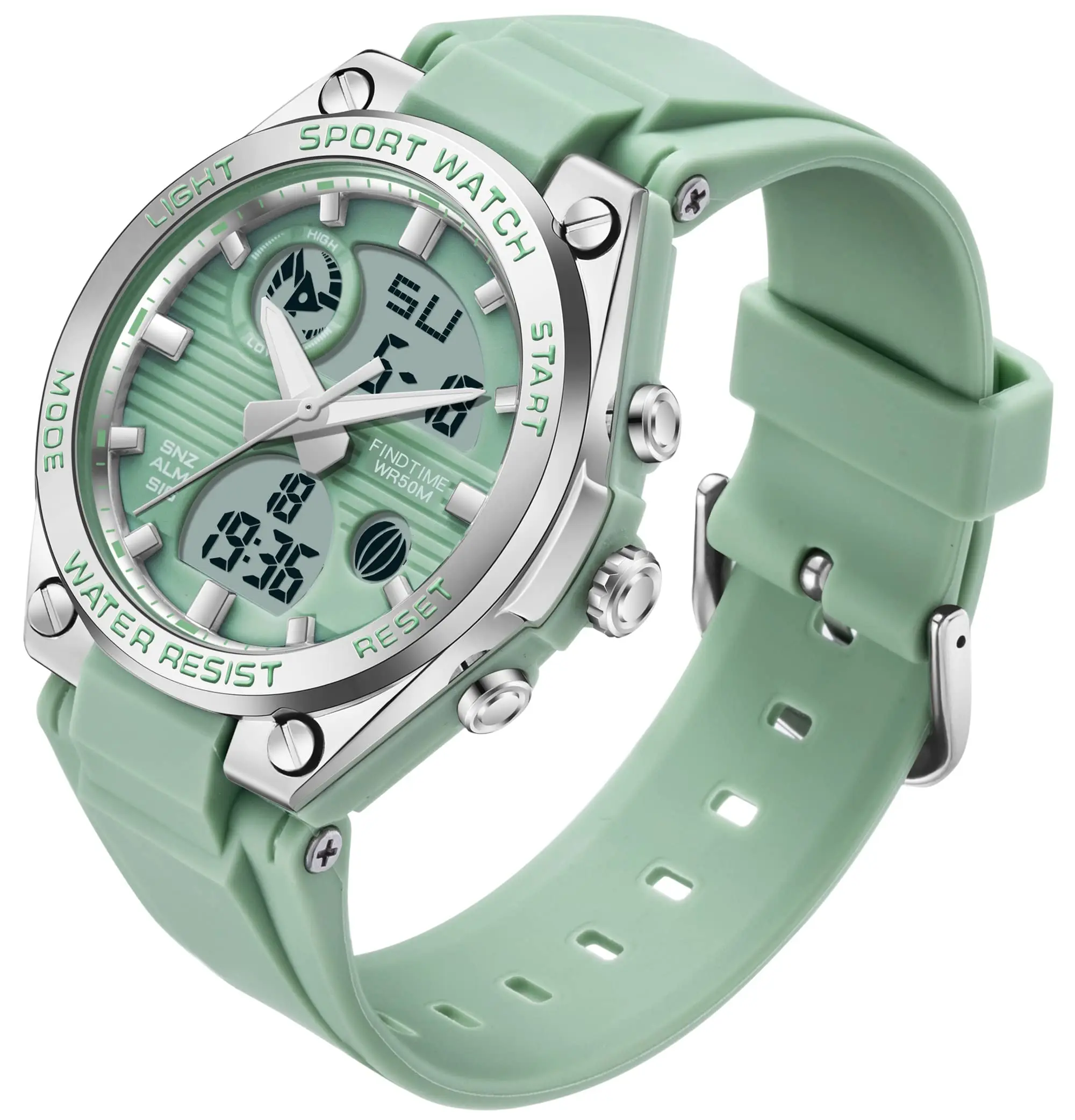 Relojes de pulsera para mujer, reloj deportivo digital para mujer,  resistente al agua, relojes deportivos con pantalla frontal grande,  retroiluminación LED, alarma, cronómetro, reloj de moda para mujer, blanco,  negro, rosa, verde