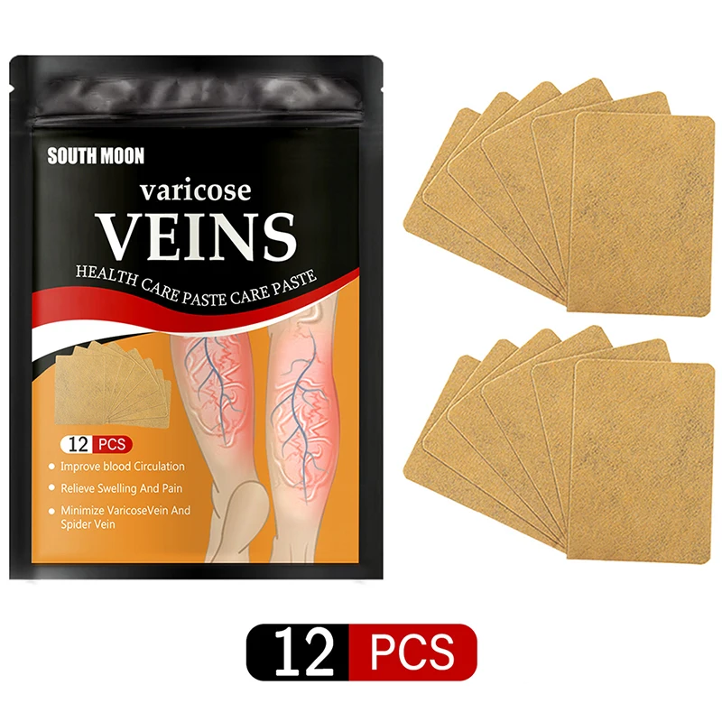 South Moon Varicose Veins Phlebitis Spider Earthworm Leg Relief Patch Anti Swelling for Foot Health Care Removal Pain 12pcs