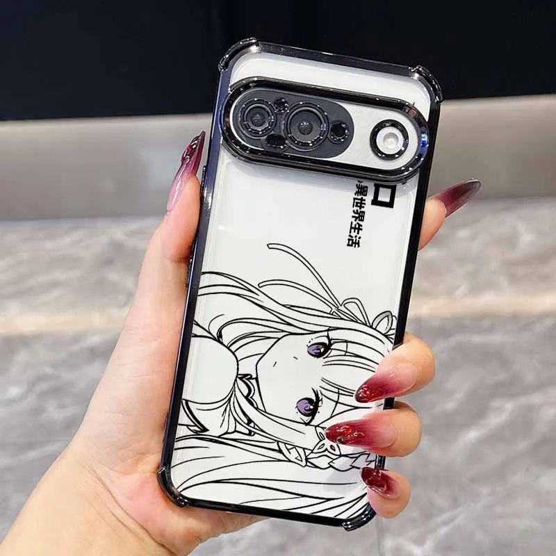 Kawaii Rem Emilia Plating Drop-Proof Transparent Phone Case