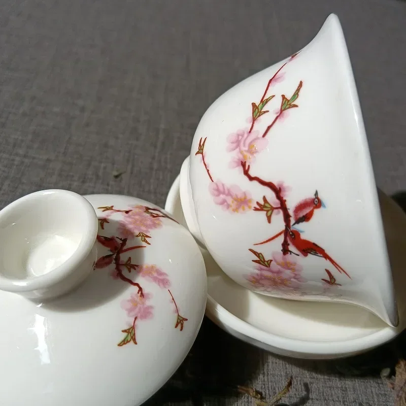 Chinese Traditional Gai Wan Tea Set Bone China Tea Sets Dehua Gaiwan Porcelain Pot Set For Travel Beautiful And Easy Kettle
