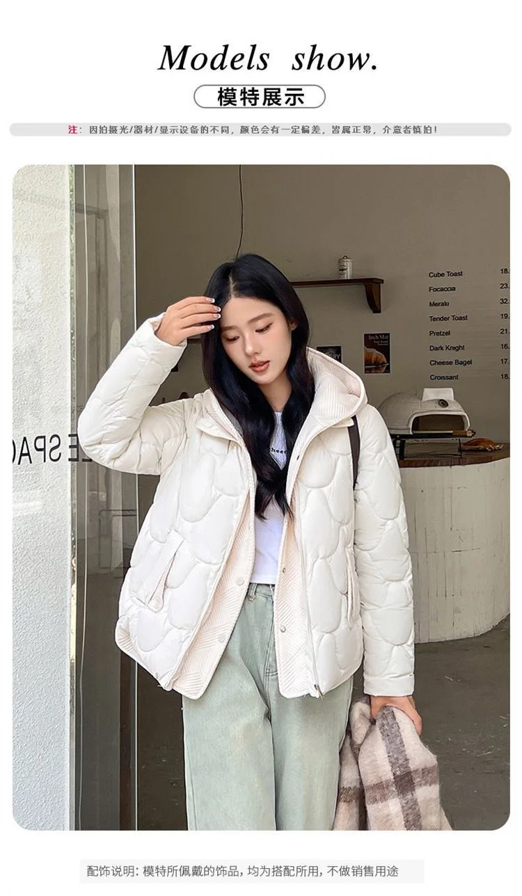 2025 New Fake Two-piece Hooded Winter Jacket Women Warm Parkas Long Sleeve Casual Cotton Padded Jacket Female Outwear