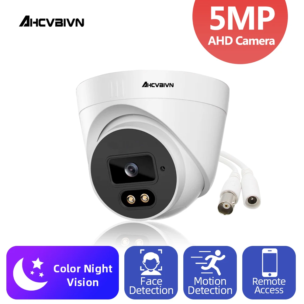 H.265 Cctv Ahd Telecamera Dome Analogica 5Mp Full Color Night Vision Outdoor Indoor Ip66 Impermeabile Home Office Telecamera Di Sicurezza Cctv
