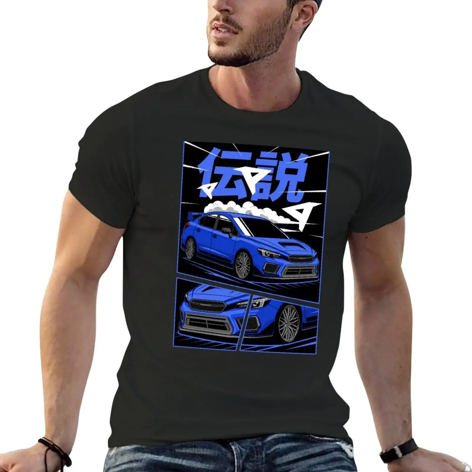 

Blue subie anime style legend T-Shirt animal prinfor boys kawaii clothes cute tops black t-shirts for men