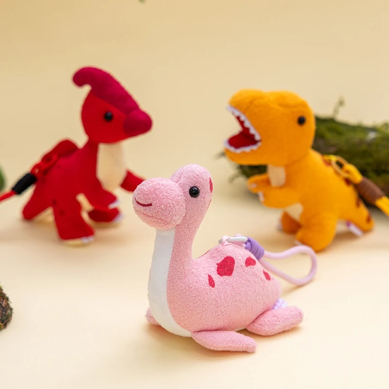 Niedliche Weiche Mini-Dinosaurier Plüsch-Stofftier Schlüsselanhänger Entzückende Triceratops T-Rex Anhänger Rucksack-Deko Party-Geschenke – Detail 3