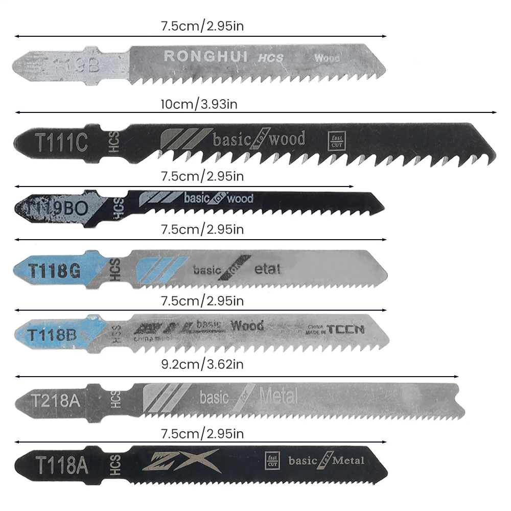 20 Pieces Jigsaw Blades Set T-Shaft HCS Assorted Jig Saw Blades for Wood Plastic and Metal Cutting for Black & Decker Metabo