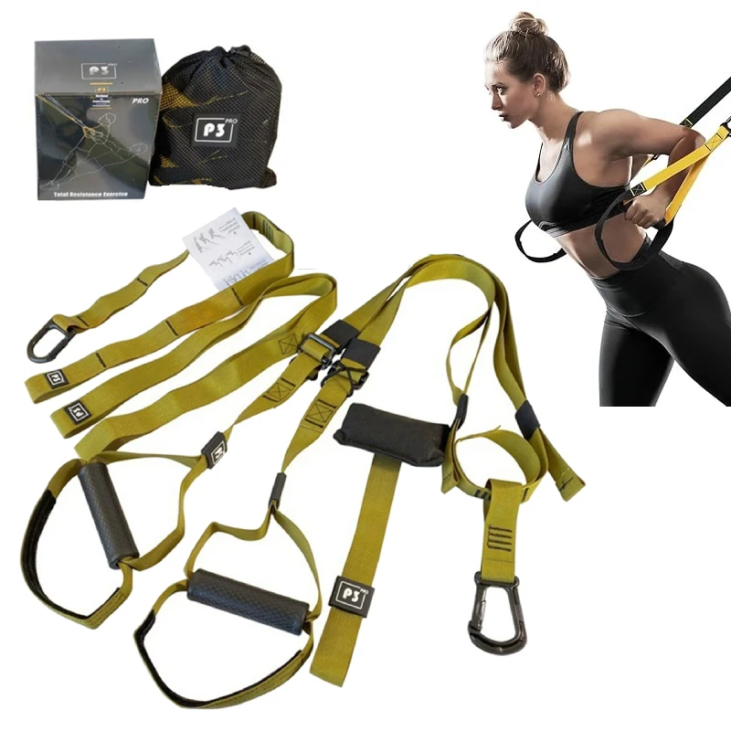 Home Suspension Trainer System Resistance Trainer Exercise Straps with Handles Multi-Function For Home Gym Full-Body Workout Resistance Strap Suspension Training Strap