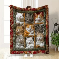 1pc Cozy Cat Lover's Plush Blanket - Soft Throw for Sofa Naps Office Breaks Travel Camping - Perfect Home Decor Gift