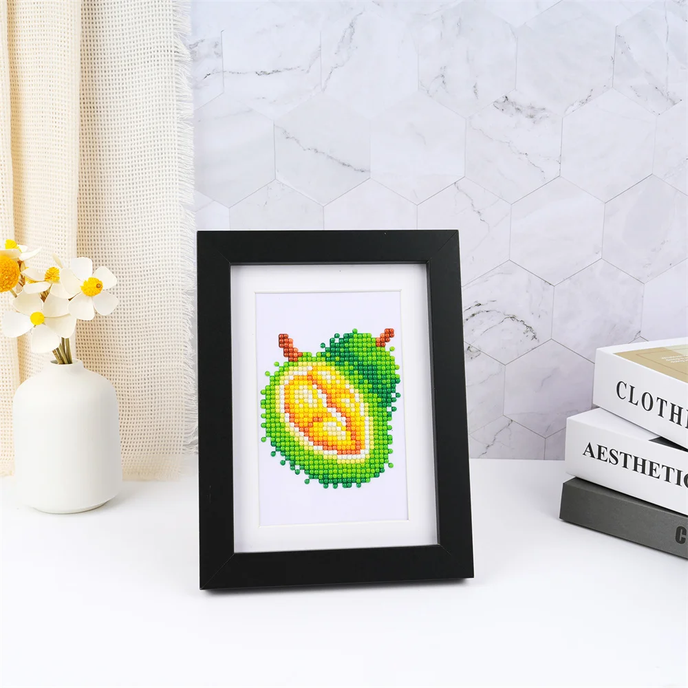 Diamond Painting Painting Set 6pcs/set Diamond Painting Cartoon Mosaic Fruit Avocados Handmade Gift Wall Home Decoration