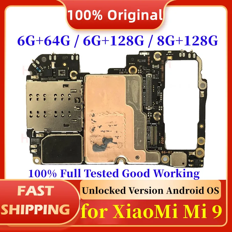100OriginalforXiaomi9Motherboard128gbUnlockedMi9Mi9M9