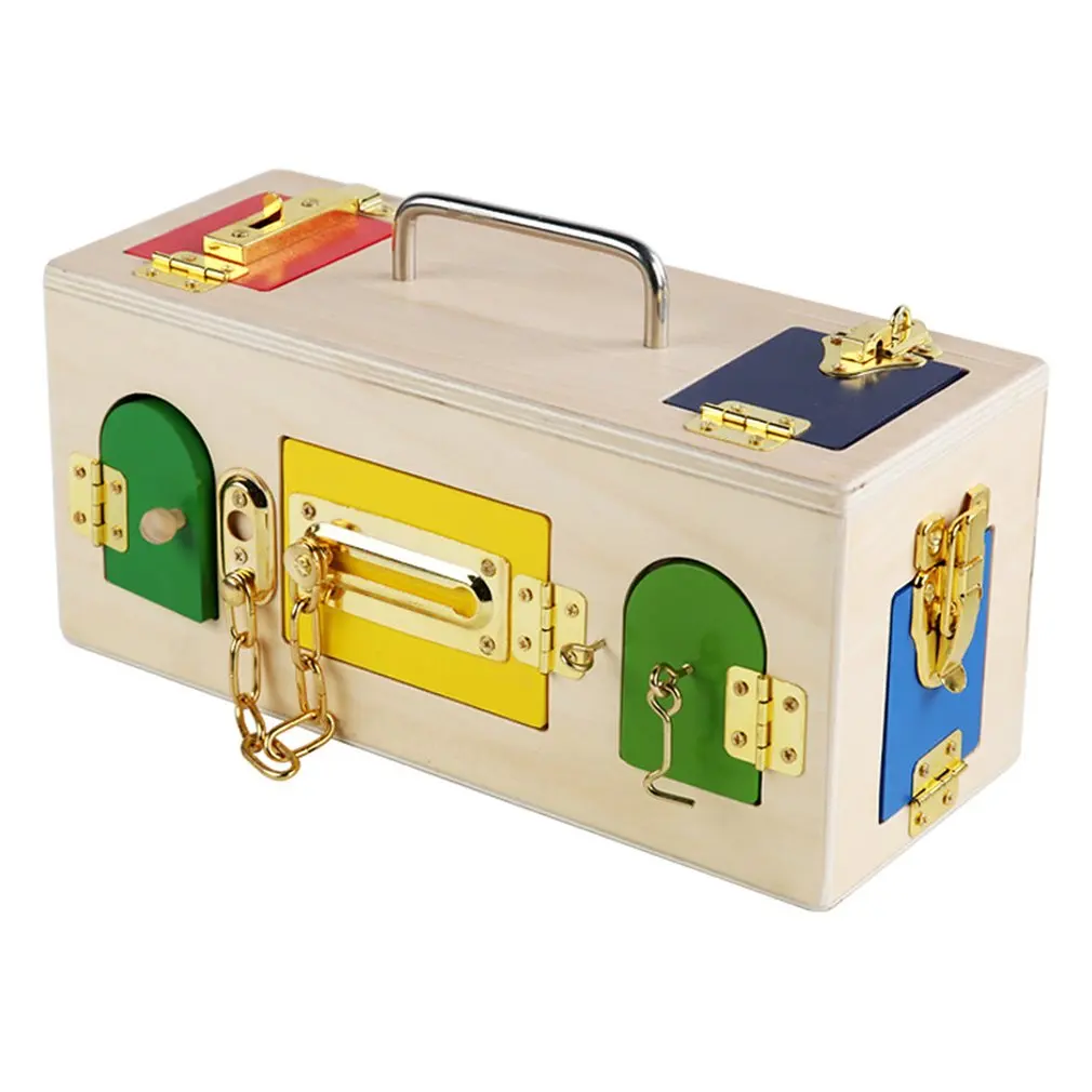 

Unlocking Toolbox Wooden Montessori Early Education Practice Unlocking Buckle Locks Development Of Mental Children's Toys