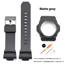 Premium Resin Rubber Watch Strap Case - Protective Shell Accessories (Grey)