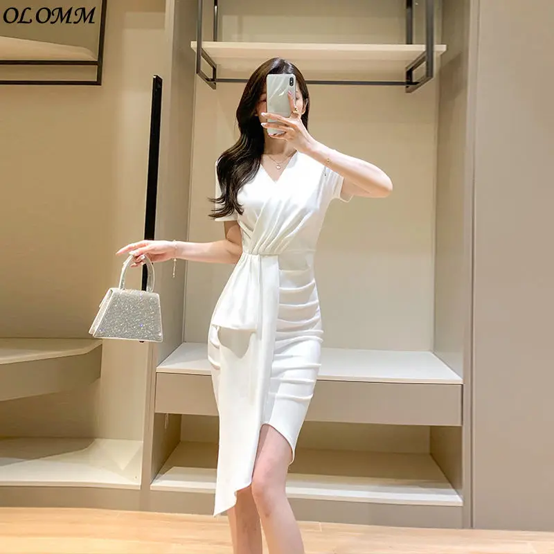 Hip-Wrap-Sexy-Dress-Club-2022-Summer-New-Korean-Style-V-neck-Thin-Belly ...