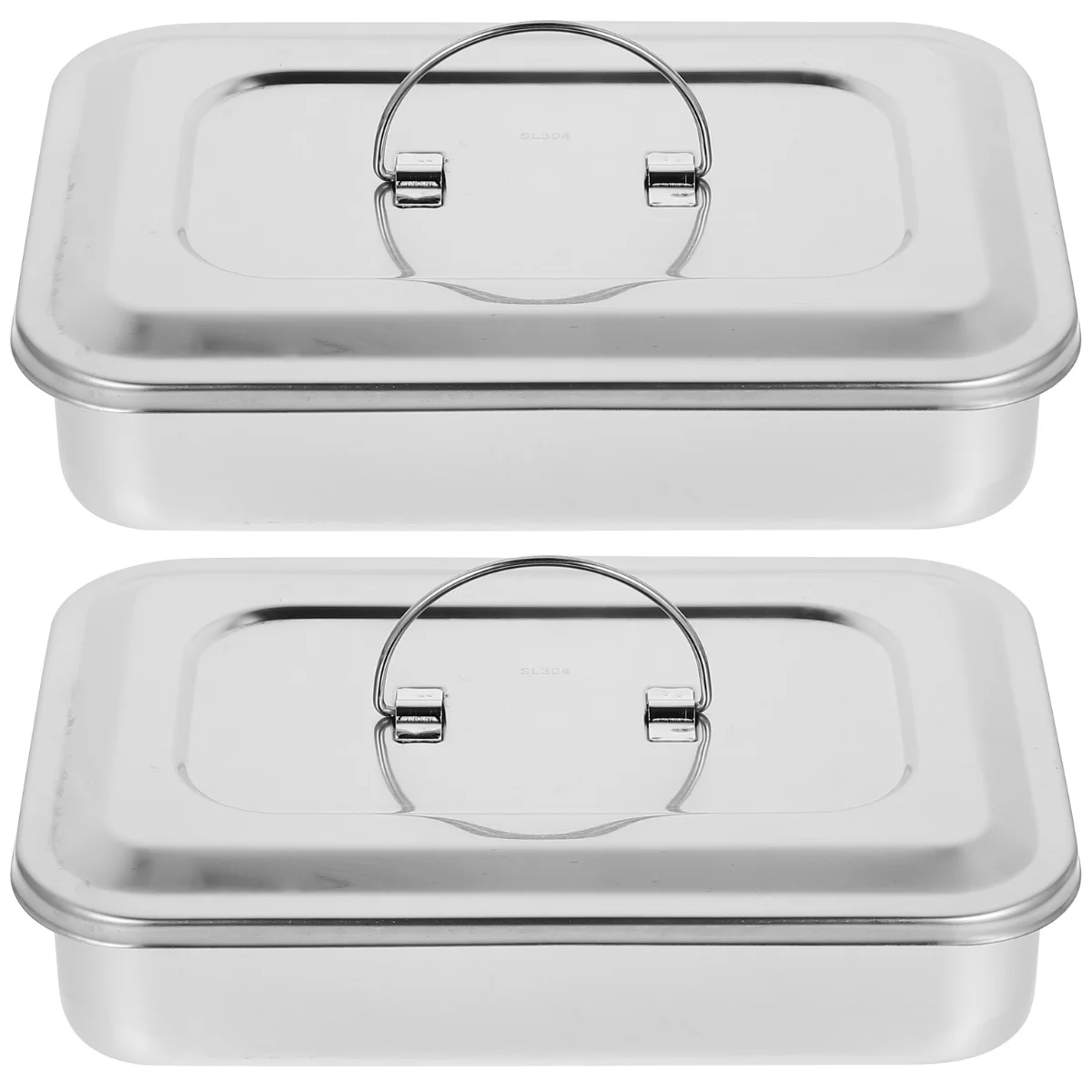 

2 Pack Stainless Steel Box Lab Instrument Trays Dental Procedure Medical Instruments Holder 304