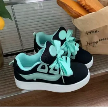 2025 New Black Women Vulcanize Shoes Casual Platform Sneakers Vintage Sports Female Korean Designer Flats Harajuku School Tennis 1