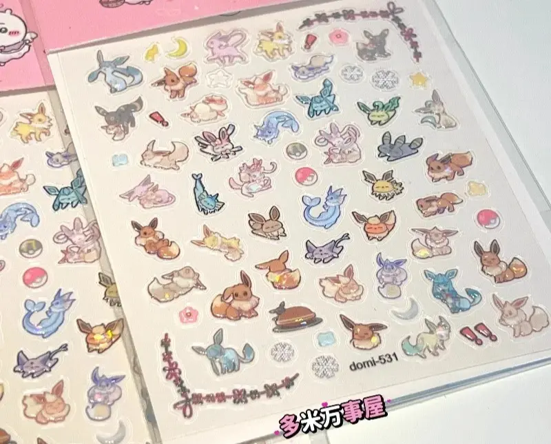 Eeveelution Nail Stickers Pokémon Anime Peripheral Cute Cartoon Creativity Exquisite Sticker New Fashion Exquisite Diy Sticker - Image 4