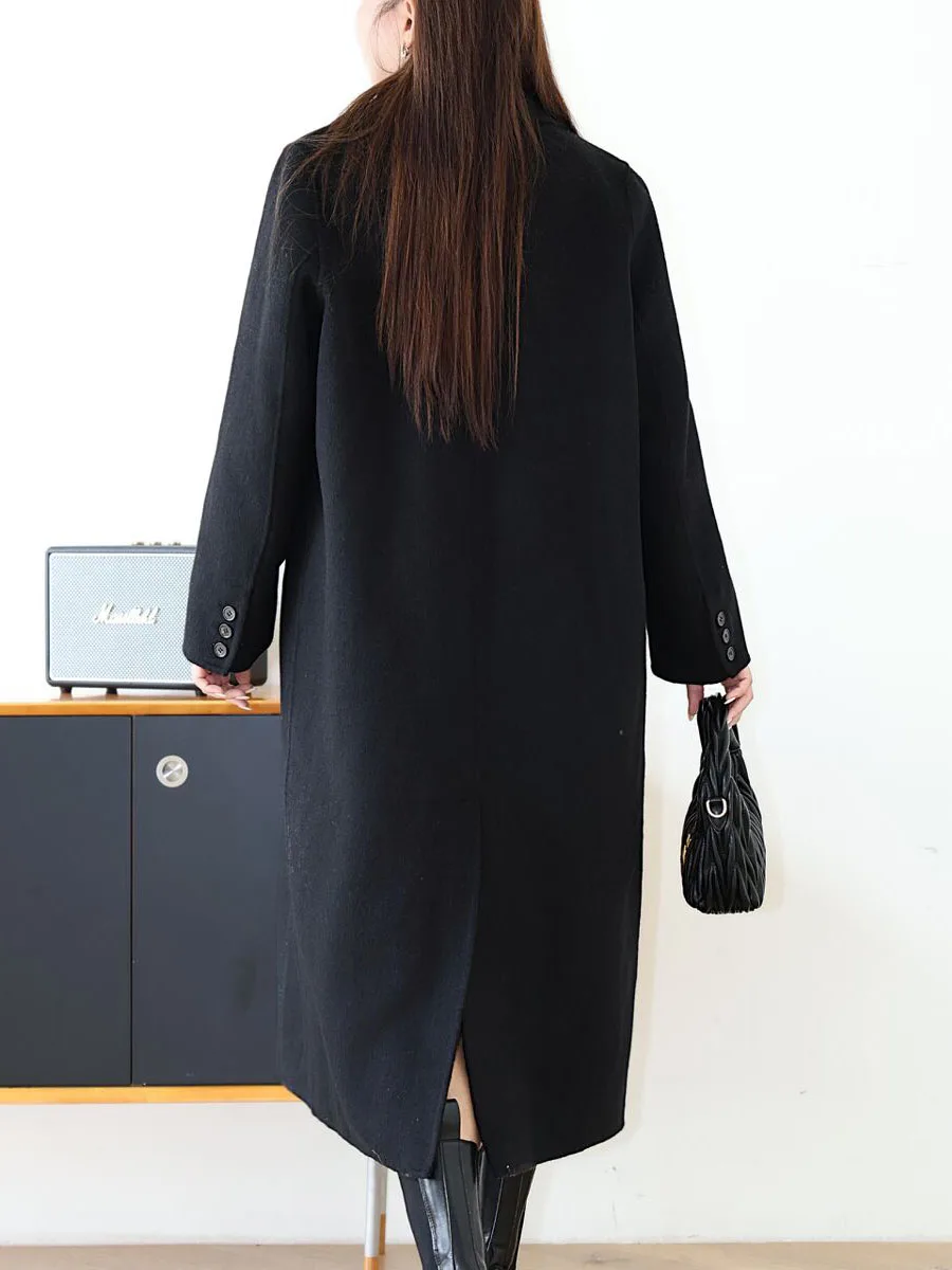 Fashion Plus Size Women's Overcoat Premium Double-Faced Woolen Commuter Sheep Wool Blend Long OUTERWEAR Stylish Autumn Winter