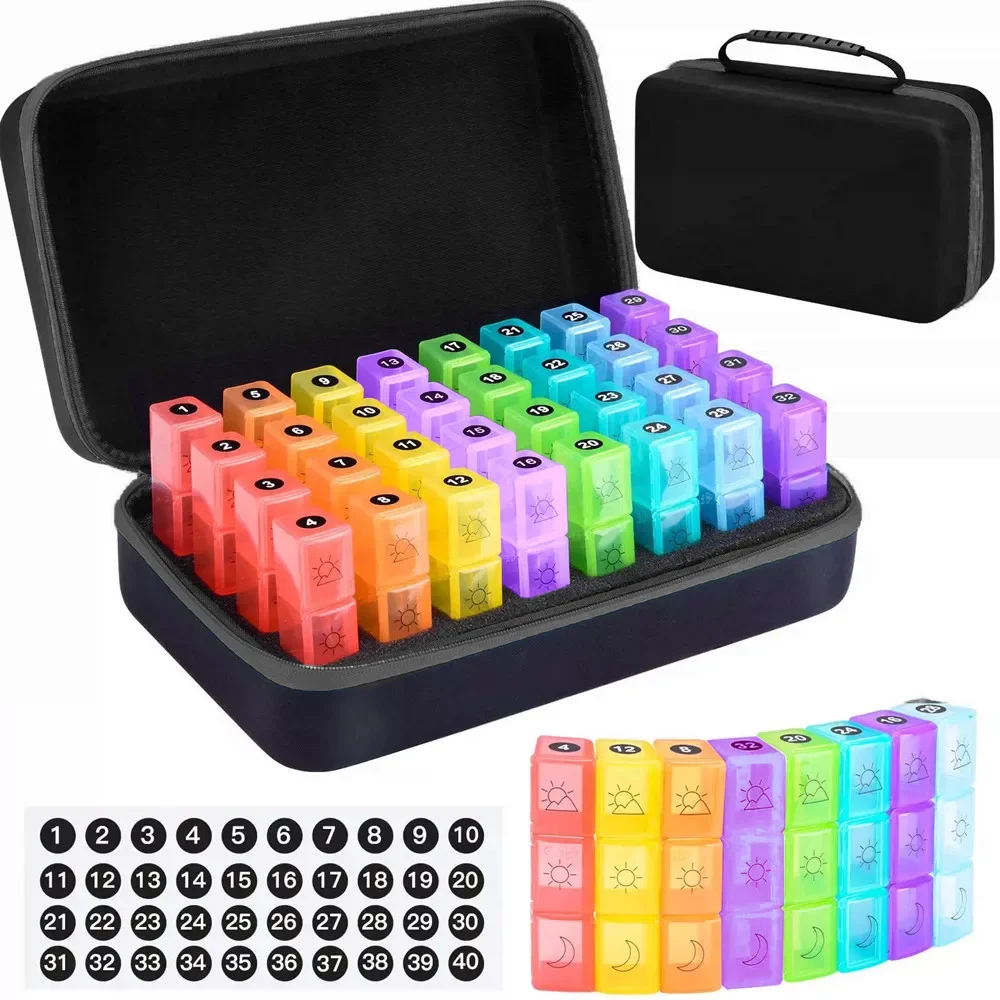 Deluxe 32-Compartment Daily Pill Organizer for Medications and Supplements