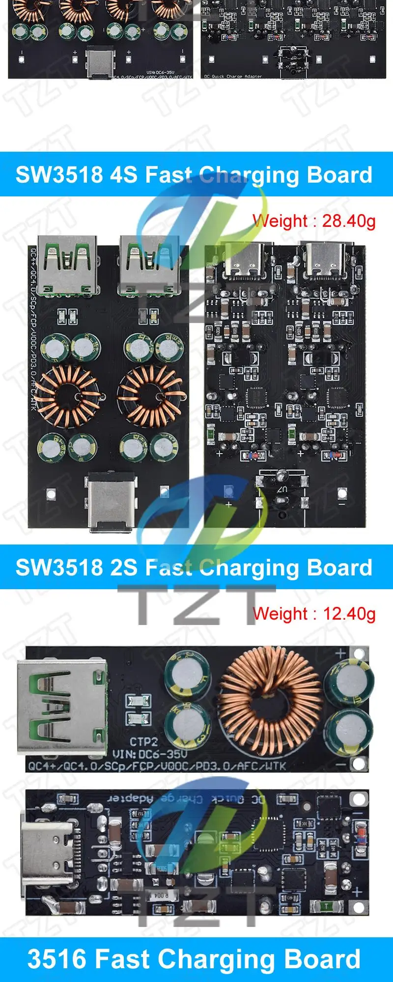 Qc 4,0 qc 3,0 1 2 4-Wege-USB-Typ-C-Handy-Schnellladeadapter 6-35V Step-Down-Buck-Boost-Modul sw3518/sw3516 für Huawei – Detail 7
