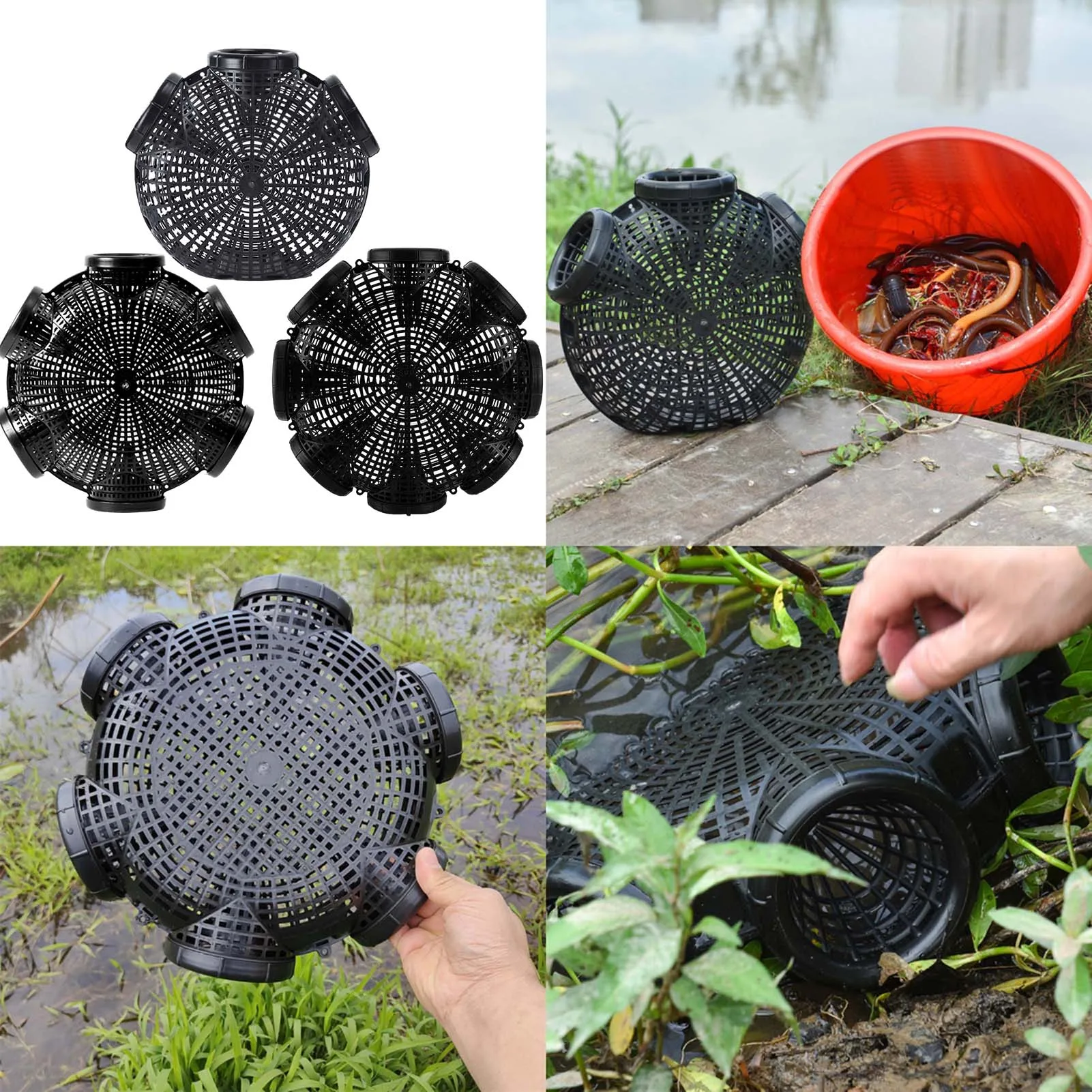 Gelber Aal-Garnelenkäfig, Fischtopf, 3/6/8-Loch-Design, geeignet für Angelausrüstung im Freien – Detail 8