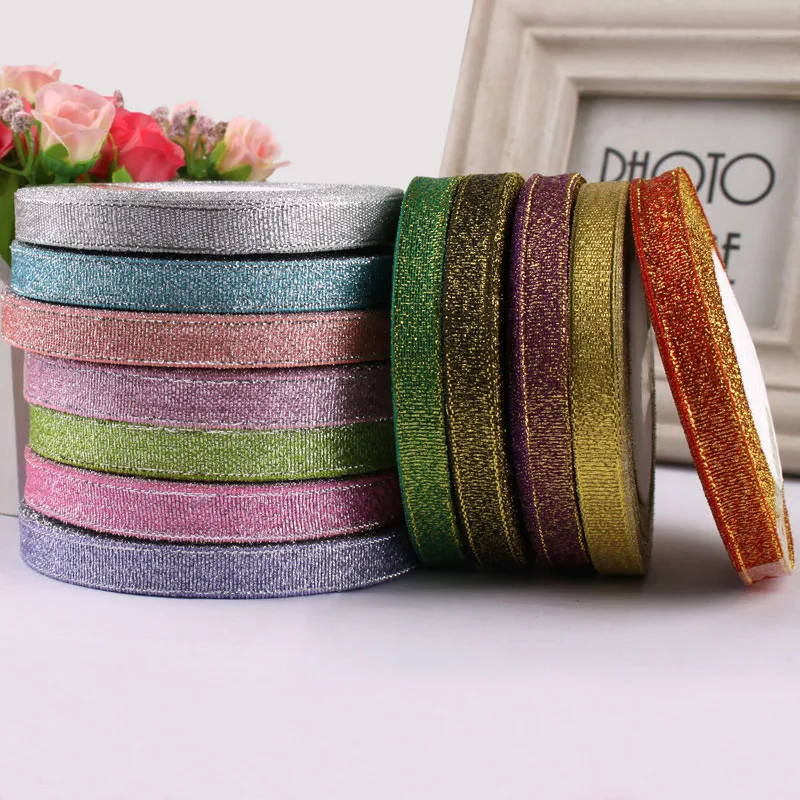 Metallic Glitter Ribbon for DIY Crafts and Gift Wrapping - 25 Yards, 10mm Wide