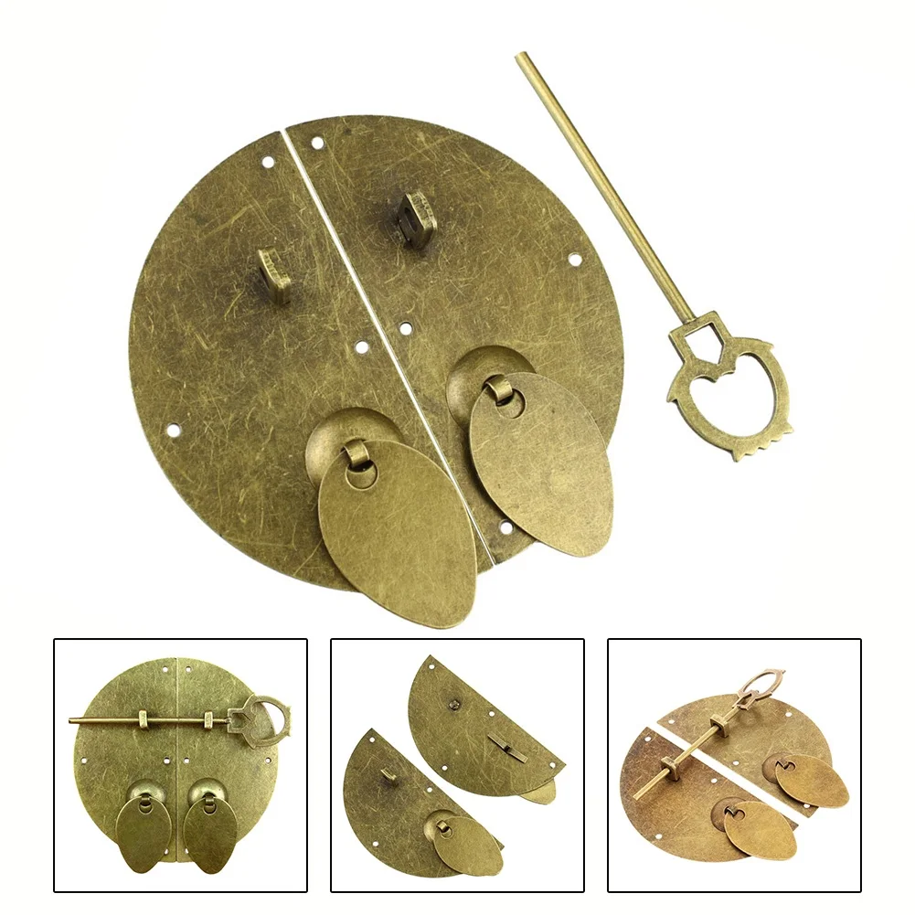 Description Picture 3 of itemKnock Pull Latch Handle Chinese Style Door Furniture Hardware With Bolts Vintage Wooden Box Lock Jewelry Box Furniture Lock