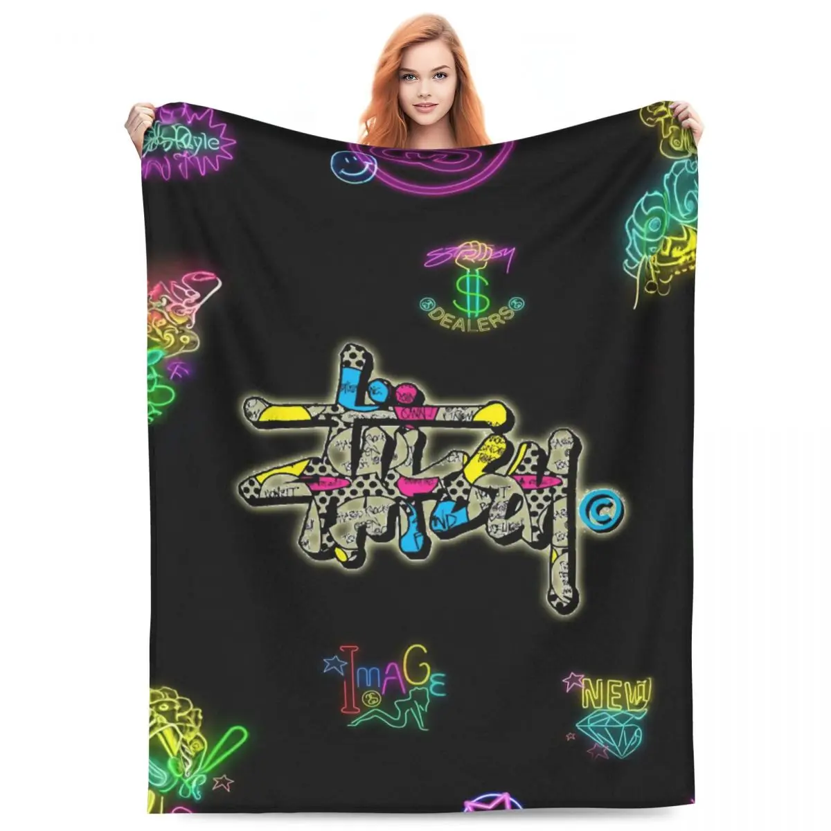 S-Stussy Logo Coperta In Pile Primavera Autunno Traspirante Coperte Super Morbide Per Copriletti Per Auto Da Letto