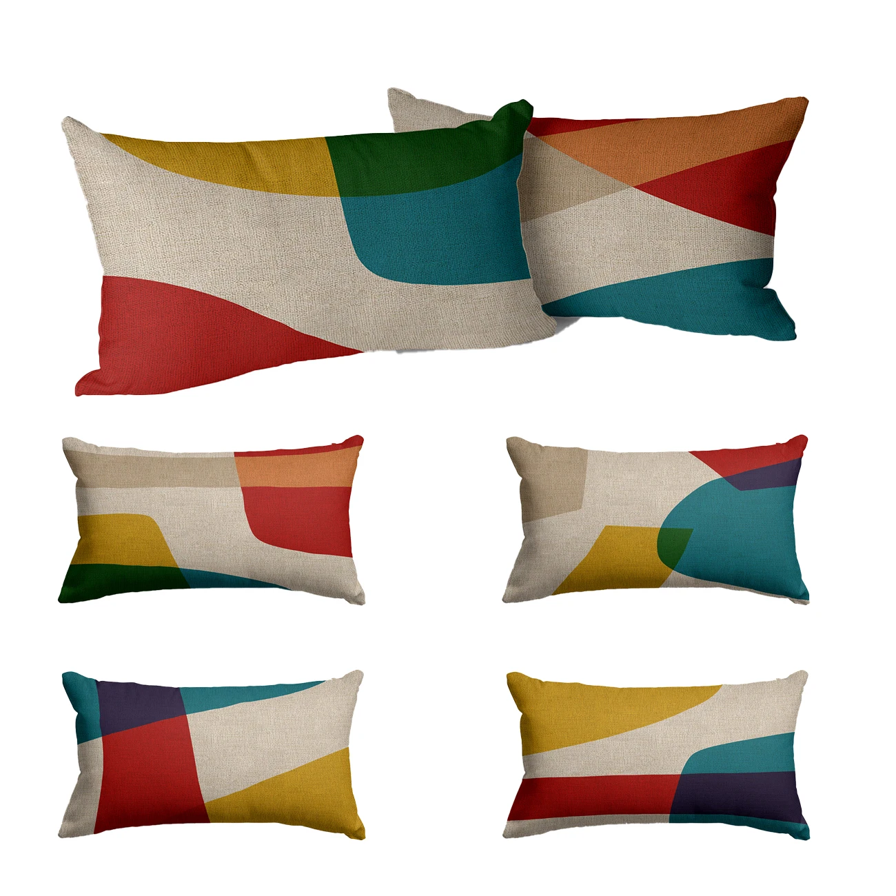 

Geometric Color Block Farmhouse Home Decor Pillow Case Simple Throw Pillow Covers 30X50Living Room Sofa Art Linen Cushion Cover