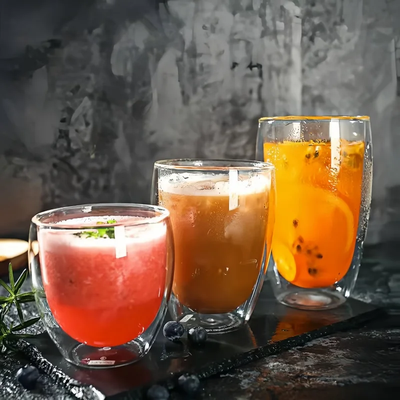 Double Wall Insulated Glass Cup Clear Espresso Coffee Beer Tea Milk Whiskey Drinkware Handmade